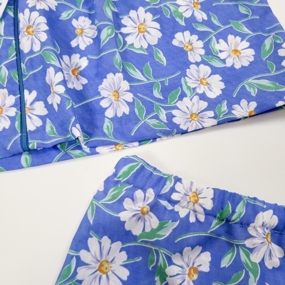 Vintage coord set daisy shorts crop top blouse reworked upcycled high waisted - Picture 4 of 7